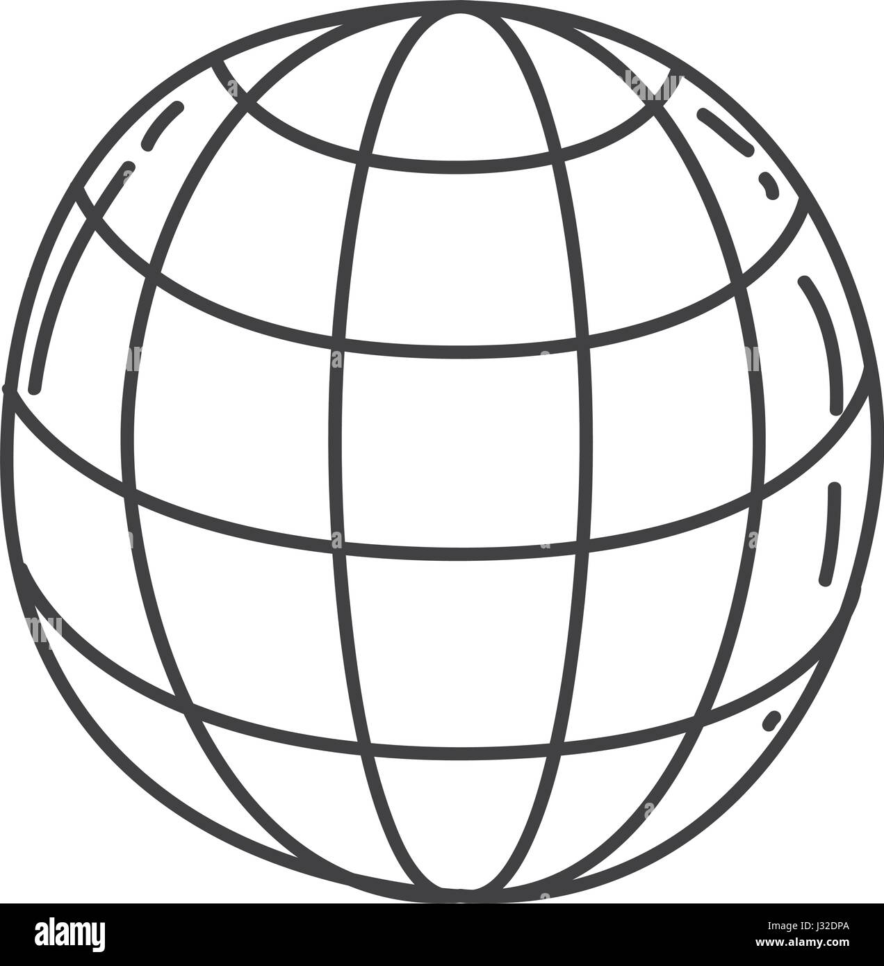 monochrome contour of sphere with meridians and mesh Stock Vector