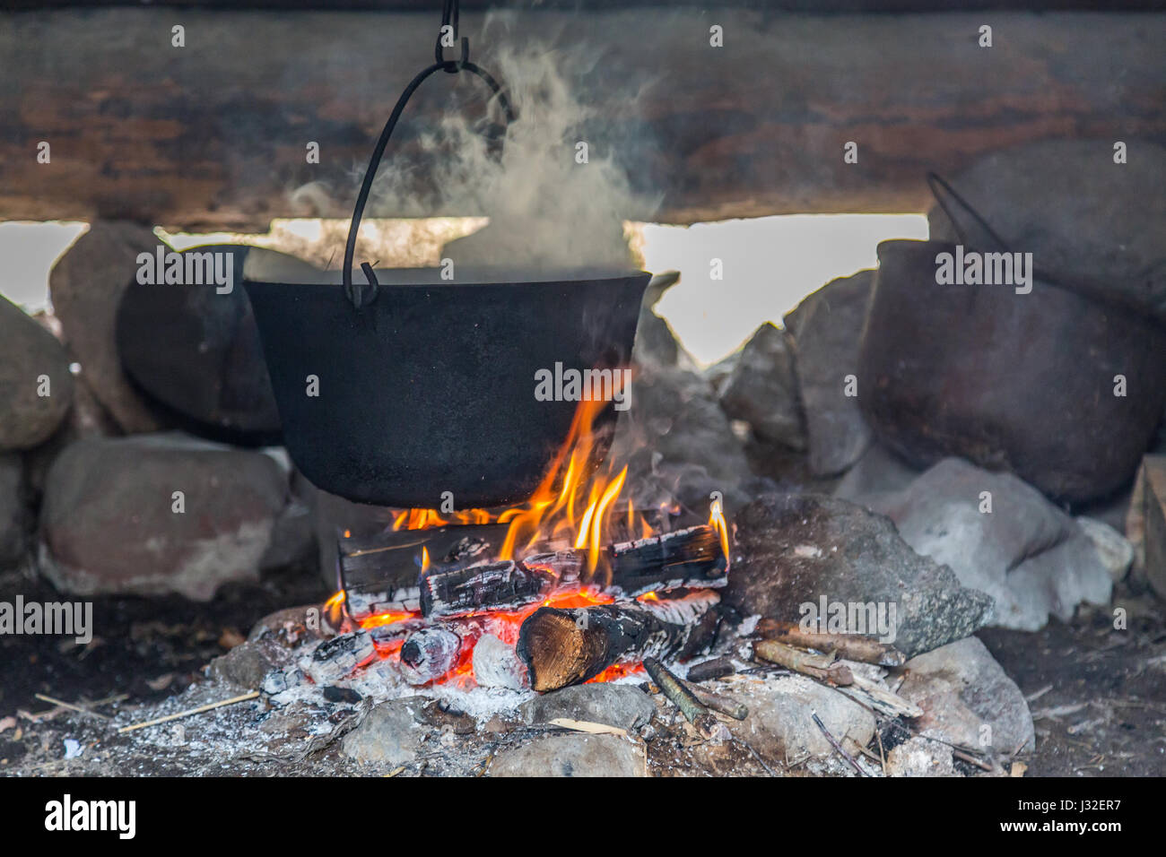 Pot on the fire Stock Photo Alamy