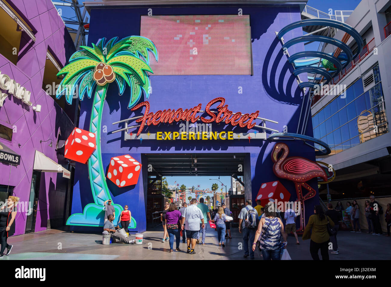 Afternoon view of Fremont Street Experience, Las Vegas, Nevada Stock Photo