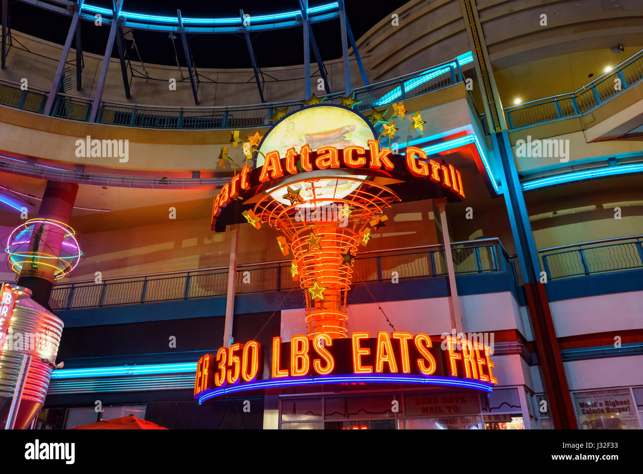 The special Heart Attack Grill restaurant at Downtown Las Vegas, Nevada Stock Photo