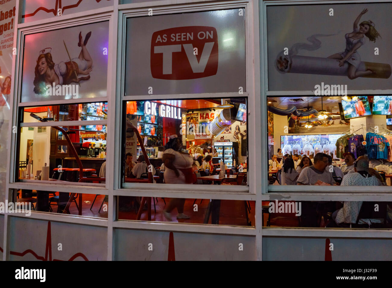 The special Heart Attack Grill restaurant at Downtown Las Vegas, Nevada Stock Photo
