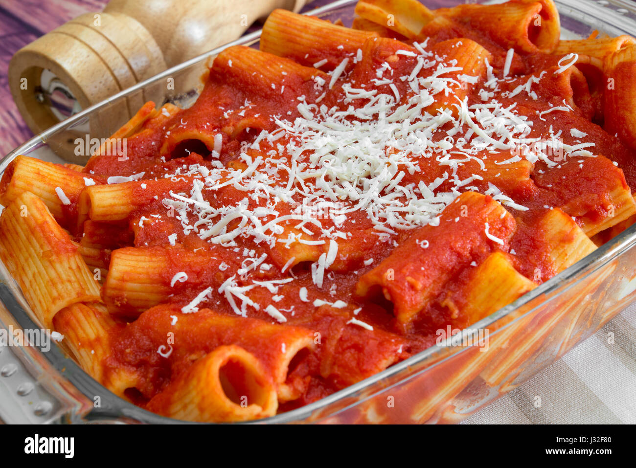 Italian pasta rigatoni with tomato sauce Stock Photo Alamy