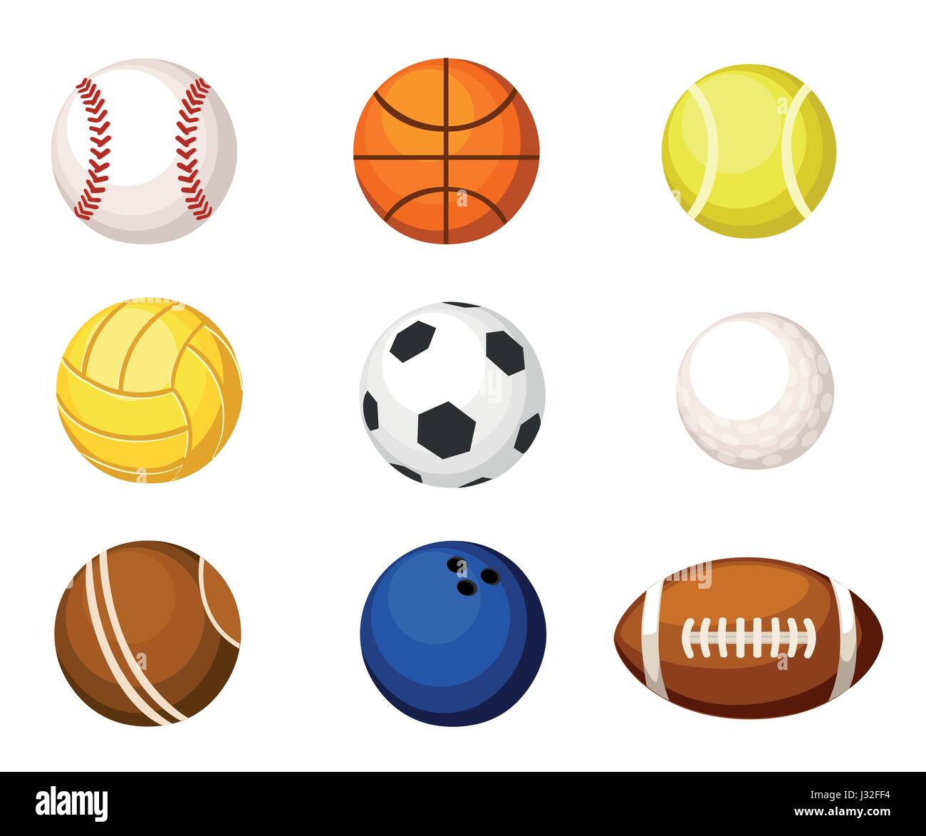 Collection illustration Sports balls. Vector cartoon ball set for soccer  and tennis, rugby. Basketball and football balls illustration Stock Vector  Image & Art - Alamy