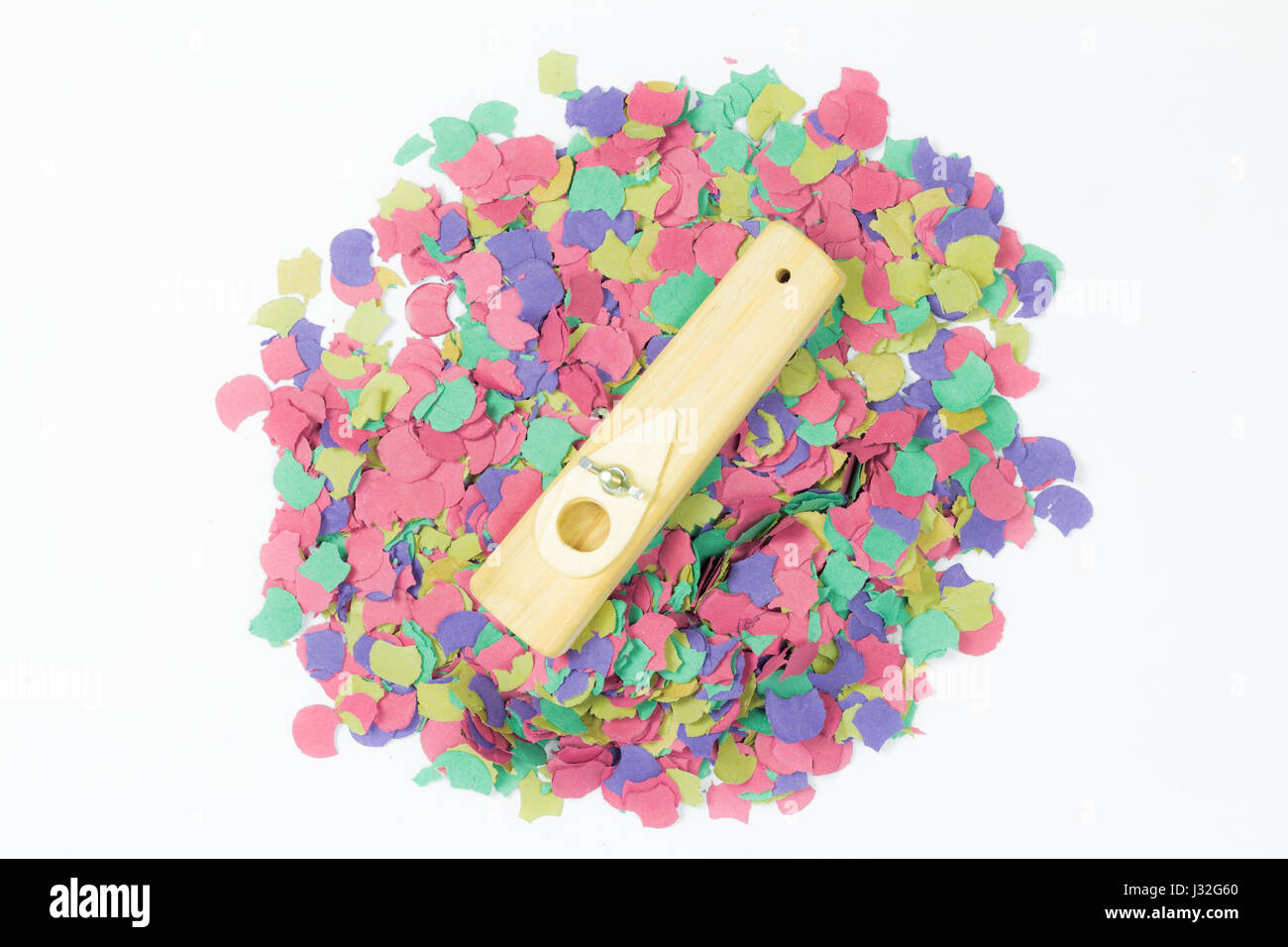 confetti and party blower on white background Stock Photo - Alamy