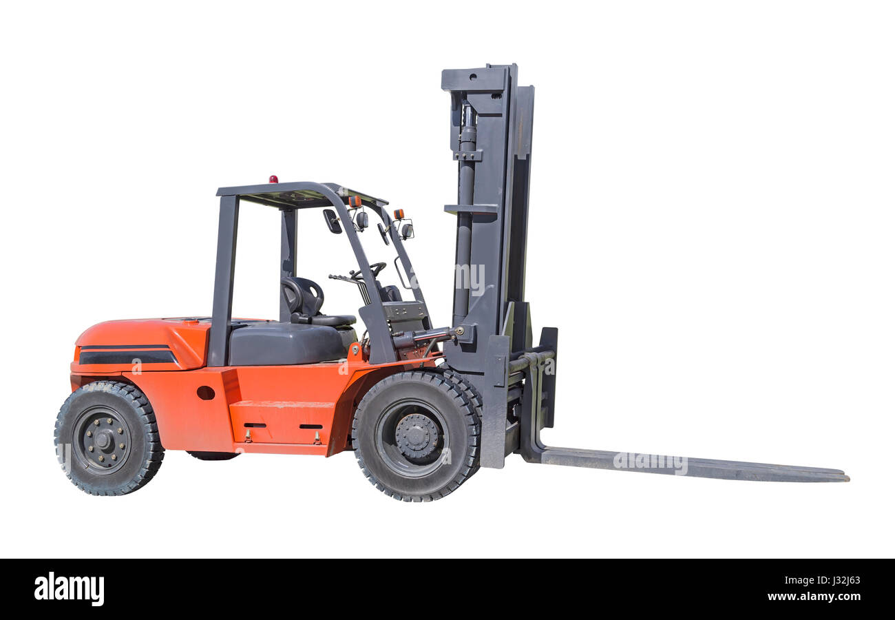 Forklift truck isolated on white background Stock Photo - Alamy