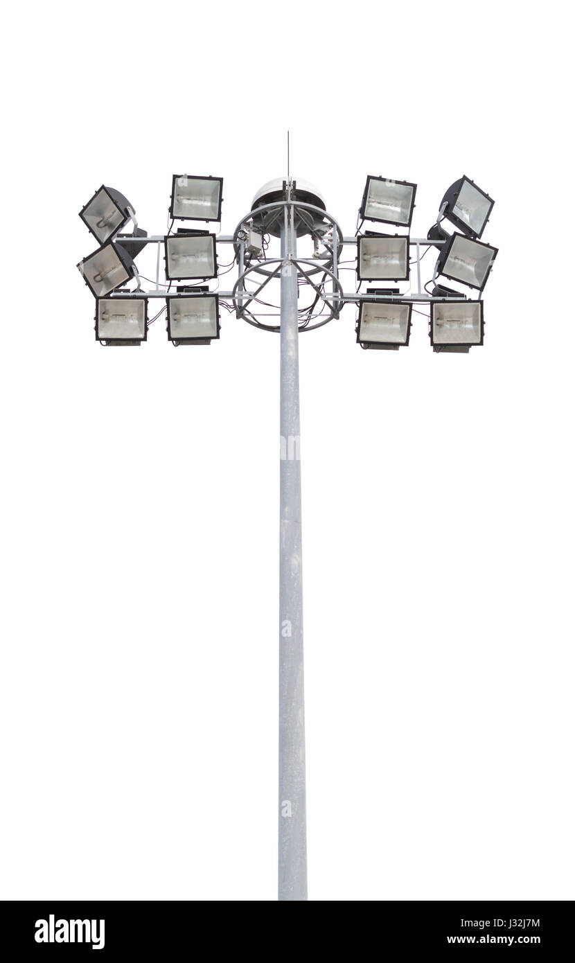 Light stadium or Sports lighting isolated on white background. Stock Photo