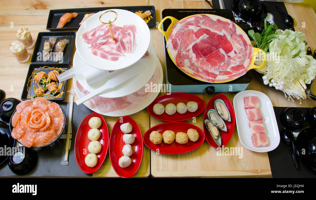 Shabu Shabu Hot Pot Set Meal Stock Photo, Picture and Royalty Free