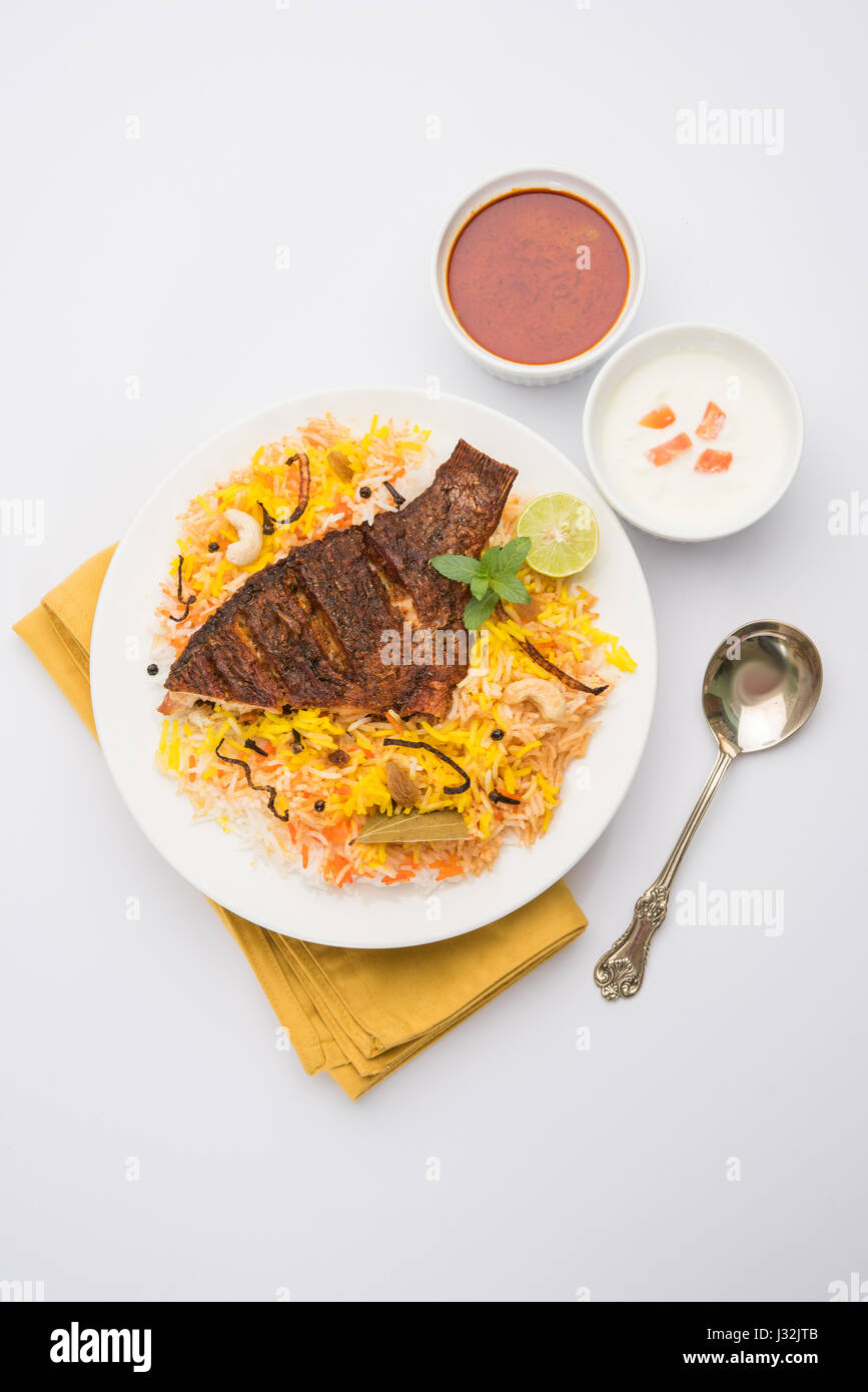 Fish Biryani or fish Rice - Popular Indian non-vegetarian recipe made ...