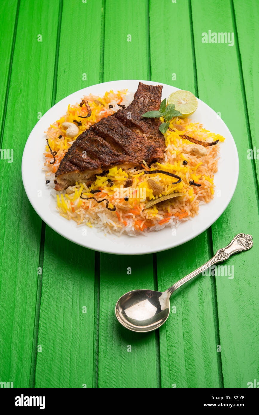 Fish Biryani or fish Rice - Popular Indian non-vegetarian recipe made ...