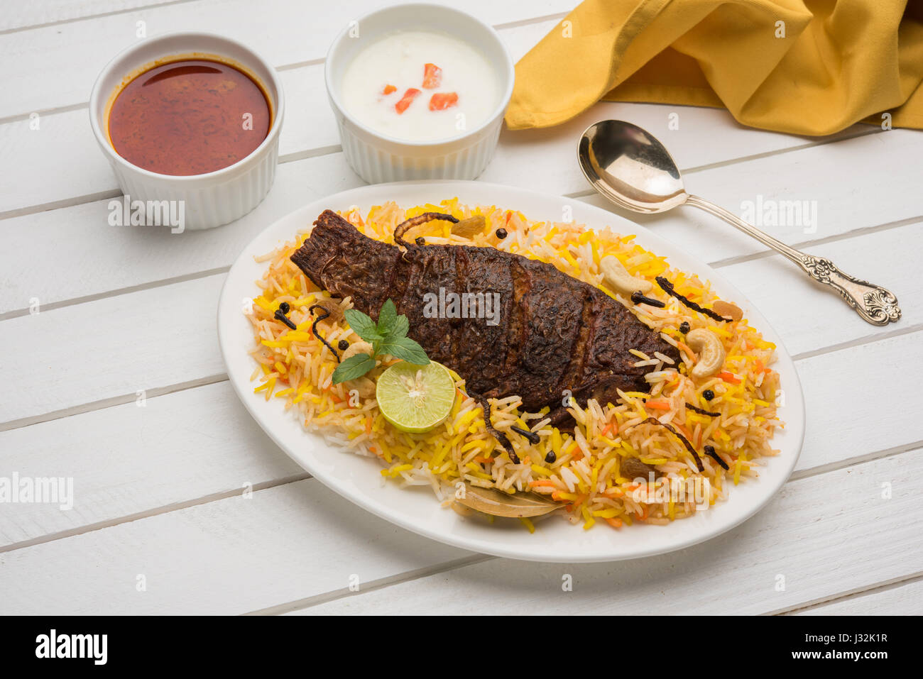 Fish Biryani or fish Rice - Popular Indian non-vegetarian recipe made ...