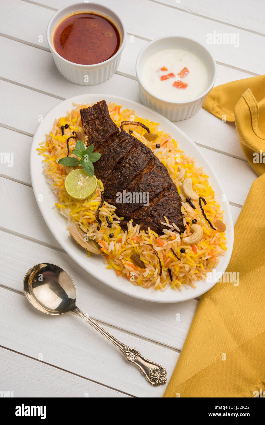 Fish Biryani or fish Rice - Popular Indian non-vegetarian recipe made ...