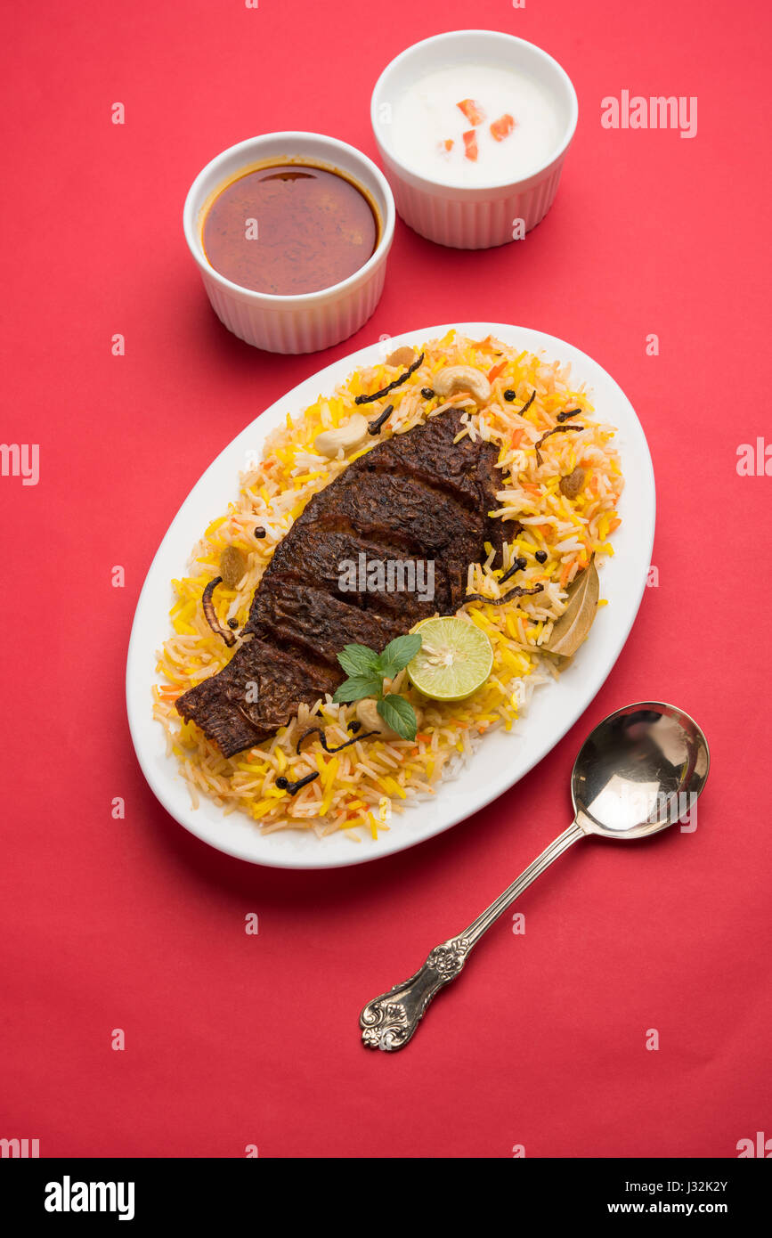 Fish Biryani or fish Rice Popular Indian nonvegetarian recipe made