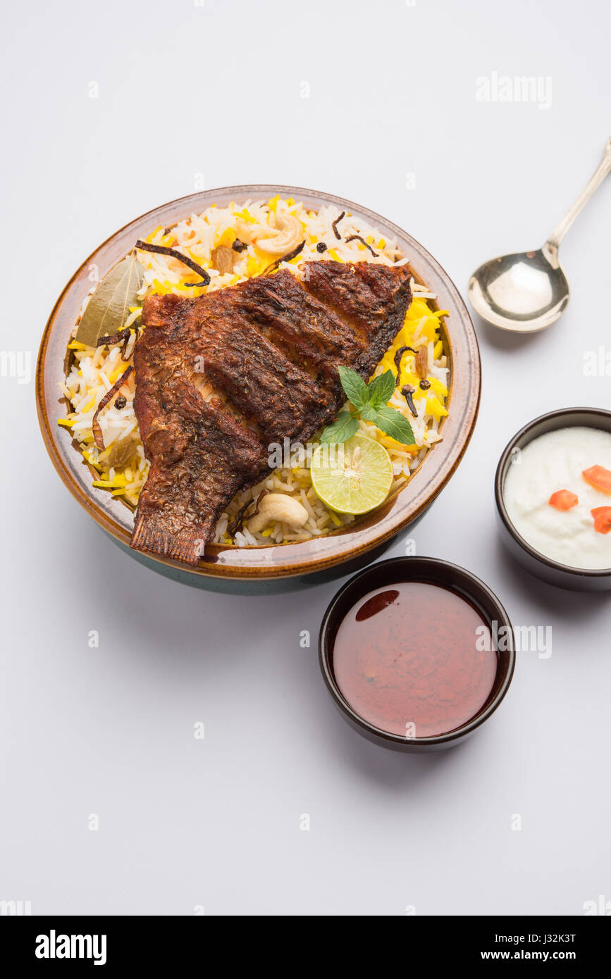 Fish Biryani or fish Rice - Popular Indian non-vegetarian recipe made ...