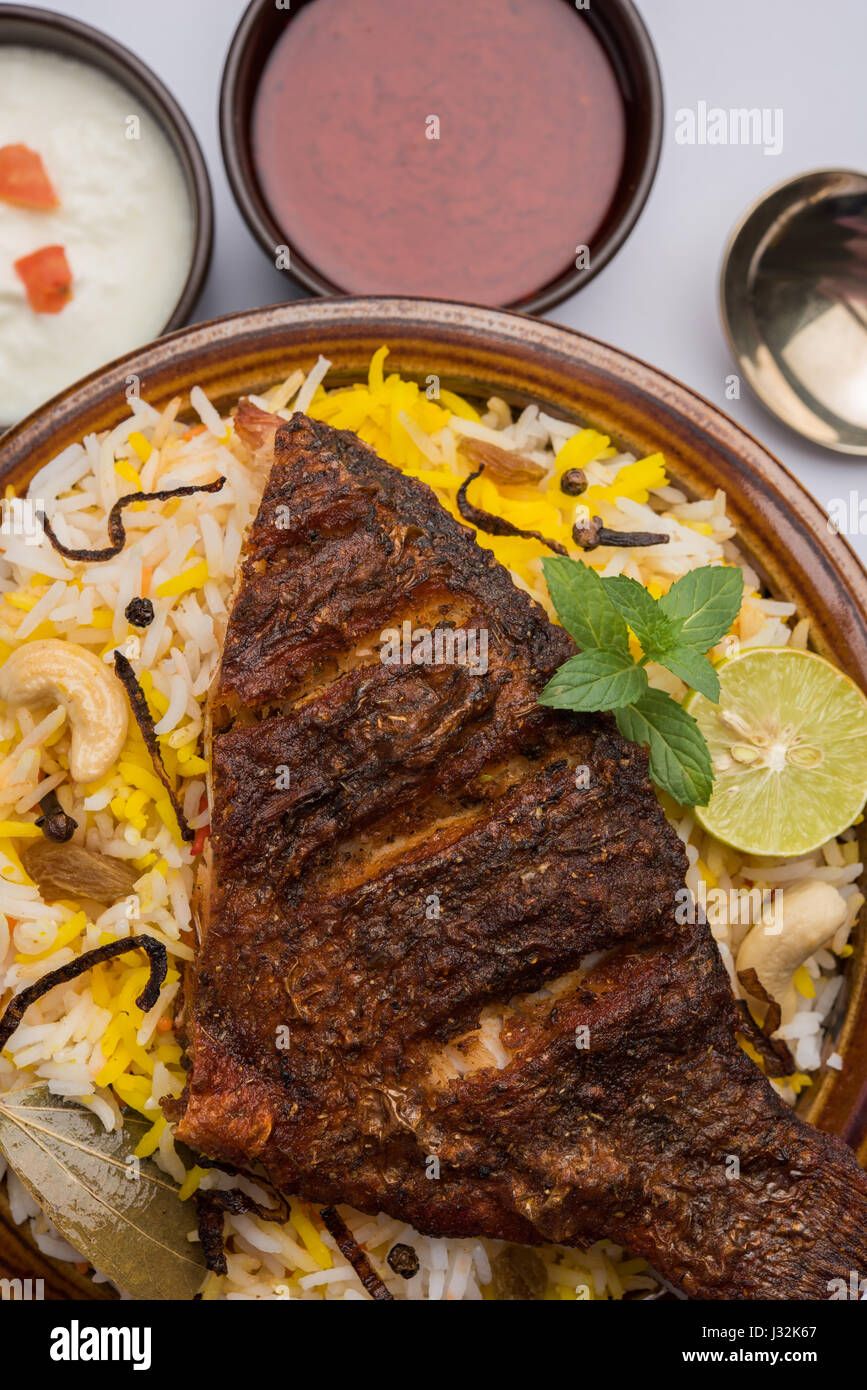 Fish Biryani or fish Rice - Popular Indian non-vegetarian recipe made ...