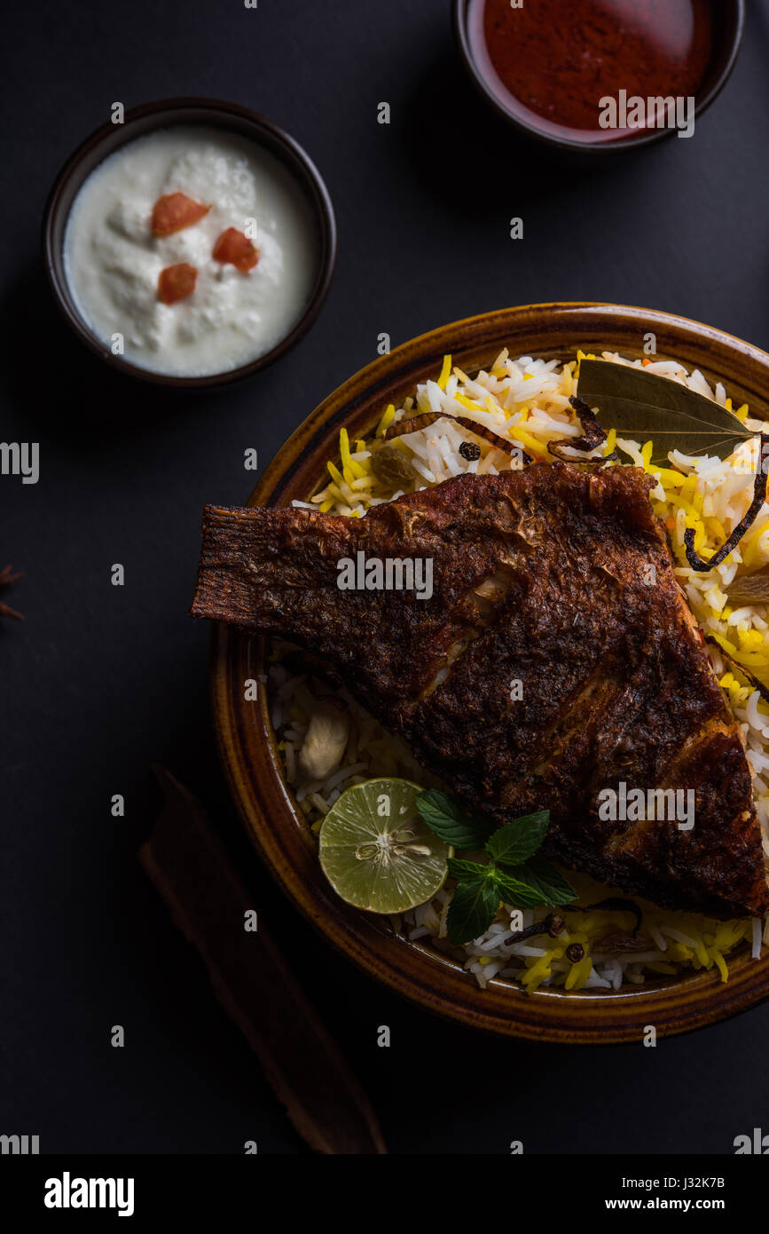 Fish Biryani or fish Rice - Popular Indian non-vegetarian recipe made ...