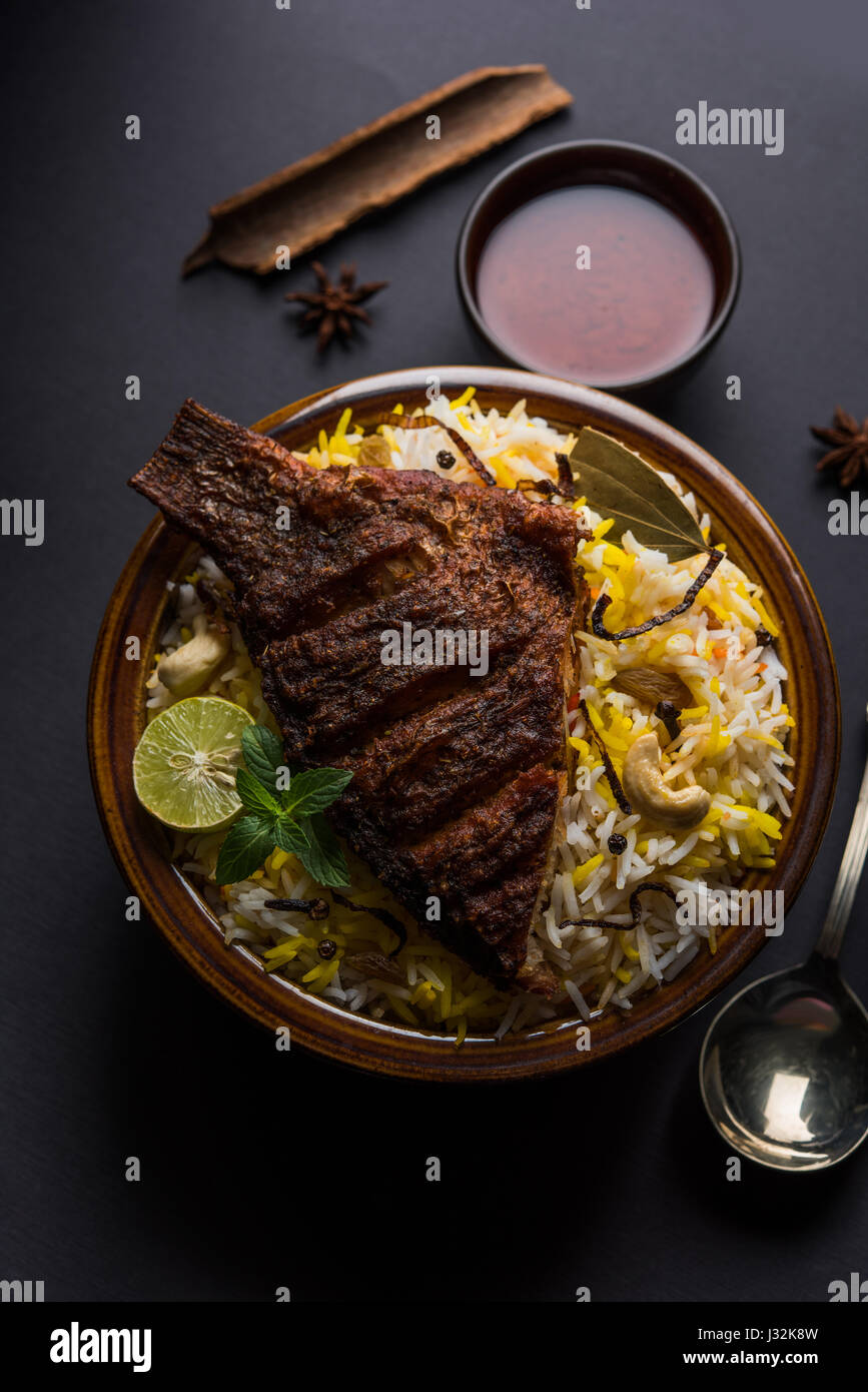 Fish Biryani or fish Rice - Popular Indian non-vegetarian recipe made ...