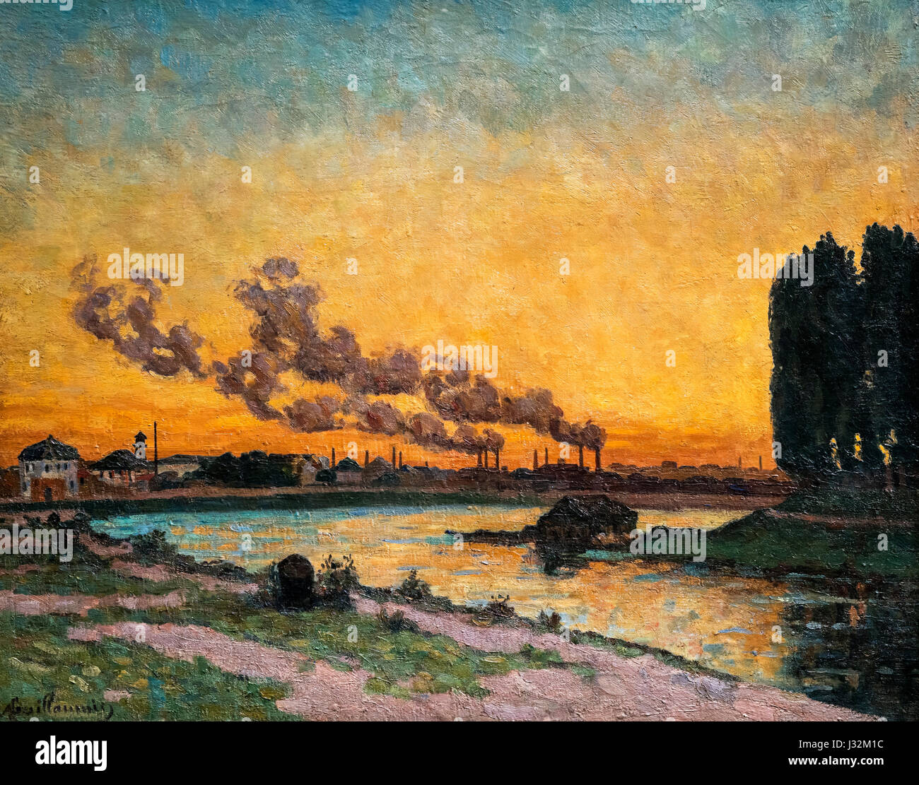 Armand Guillaumin (1841-1927) 'Soleil couchant à Ivry' (Sunset at Ivry), oil on canvas, c.1873 Stock Photo