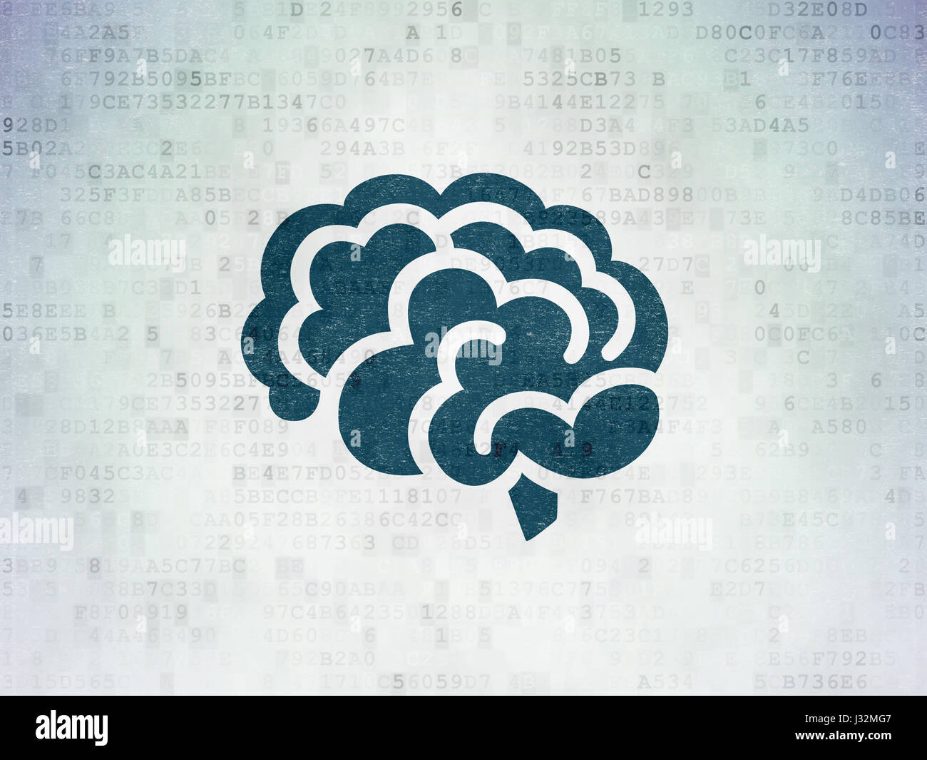 Science concept: Brain on Digital Data Paper background Stock Photo - Alamy