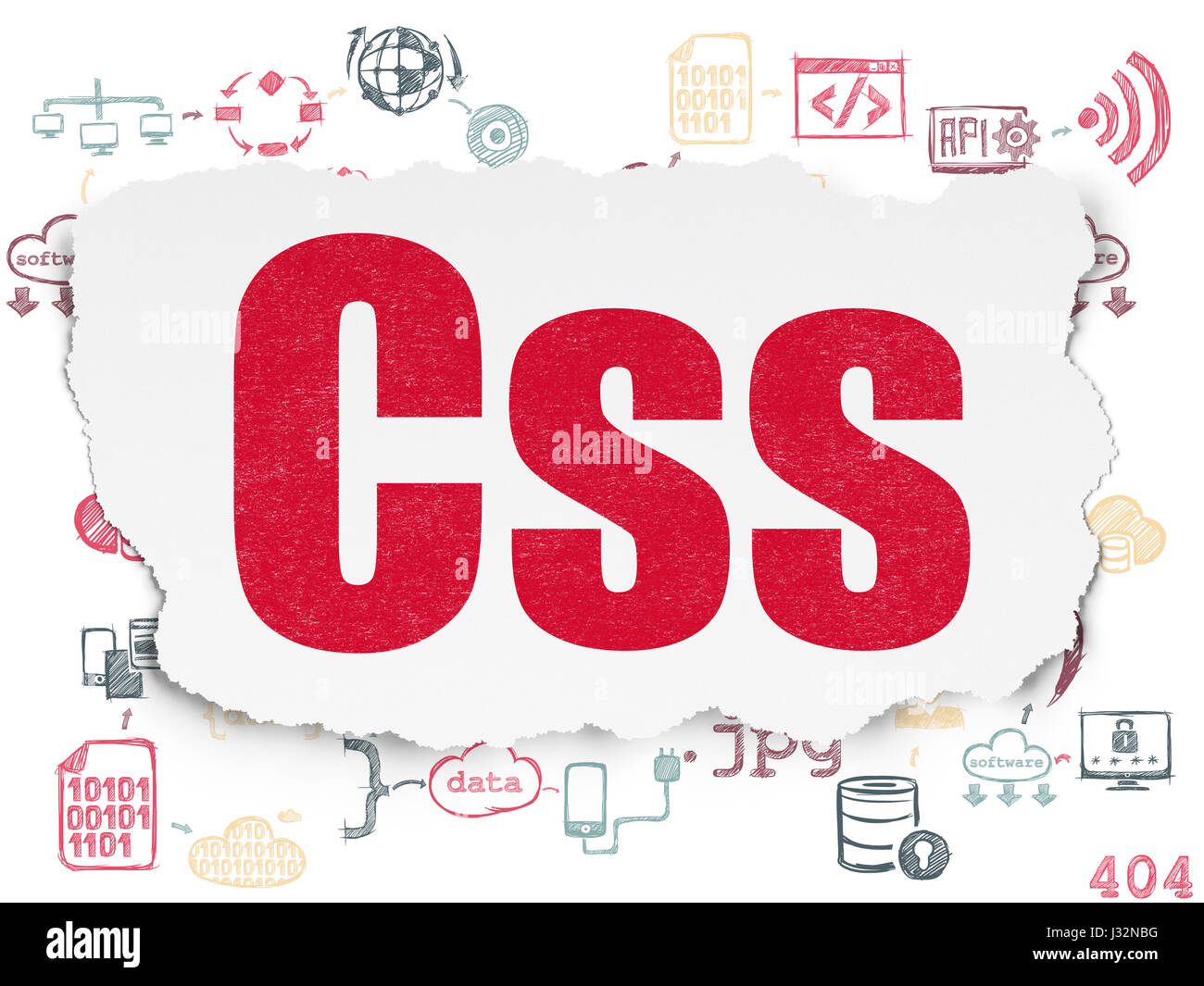 Software concept: Css on Torn Paper background Stock Photo - Alamy
