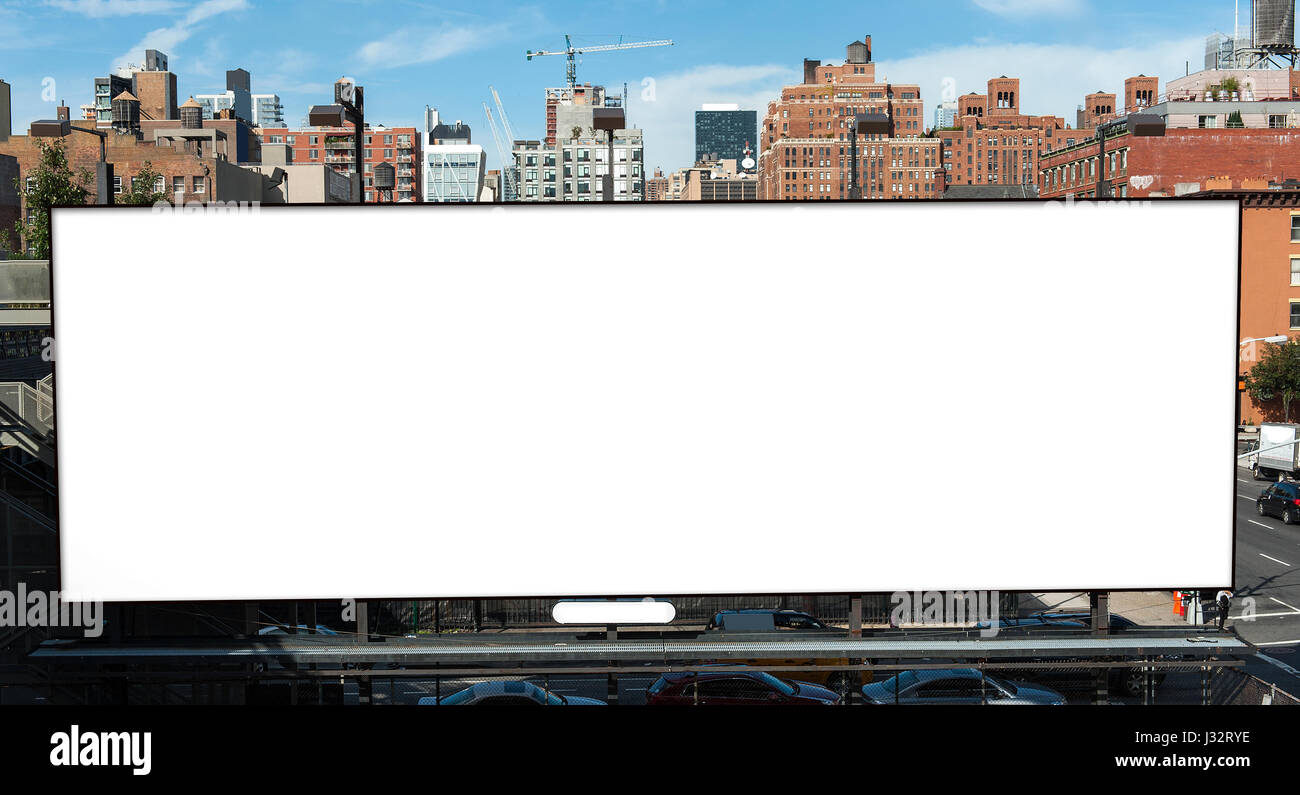 Big blank billboard in New York City Stock Photo