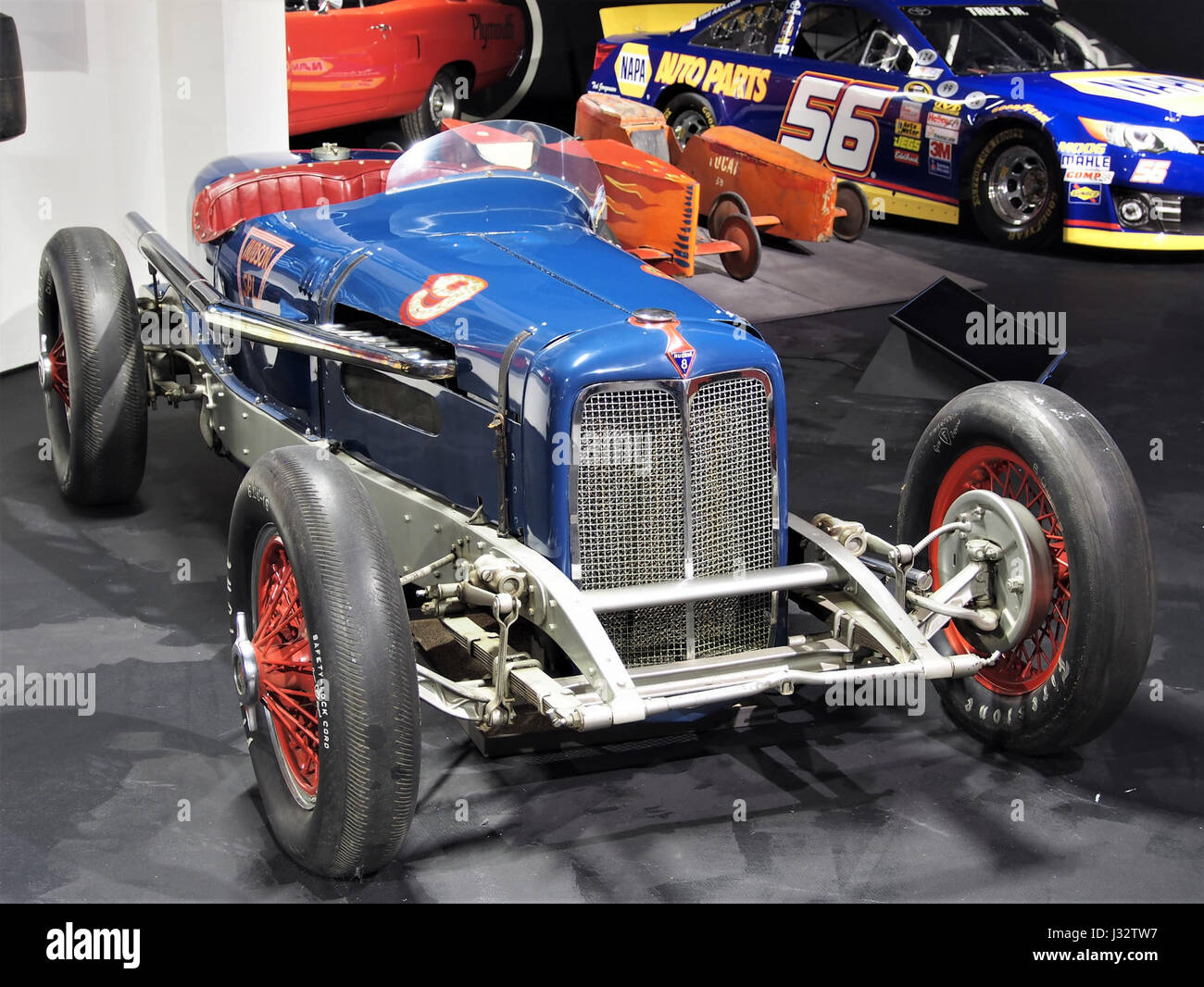 A 1933 Hudson Straight-Eight Indianapolis, featuring a 3.8-litre 8-cylinder engine and 150hp, a classic automobile known for its performance in the Indianapolis race during the early 20th century. Stock Photo