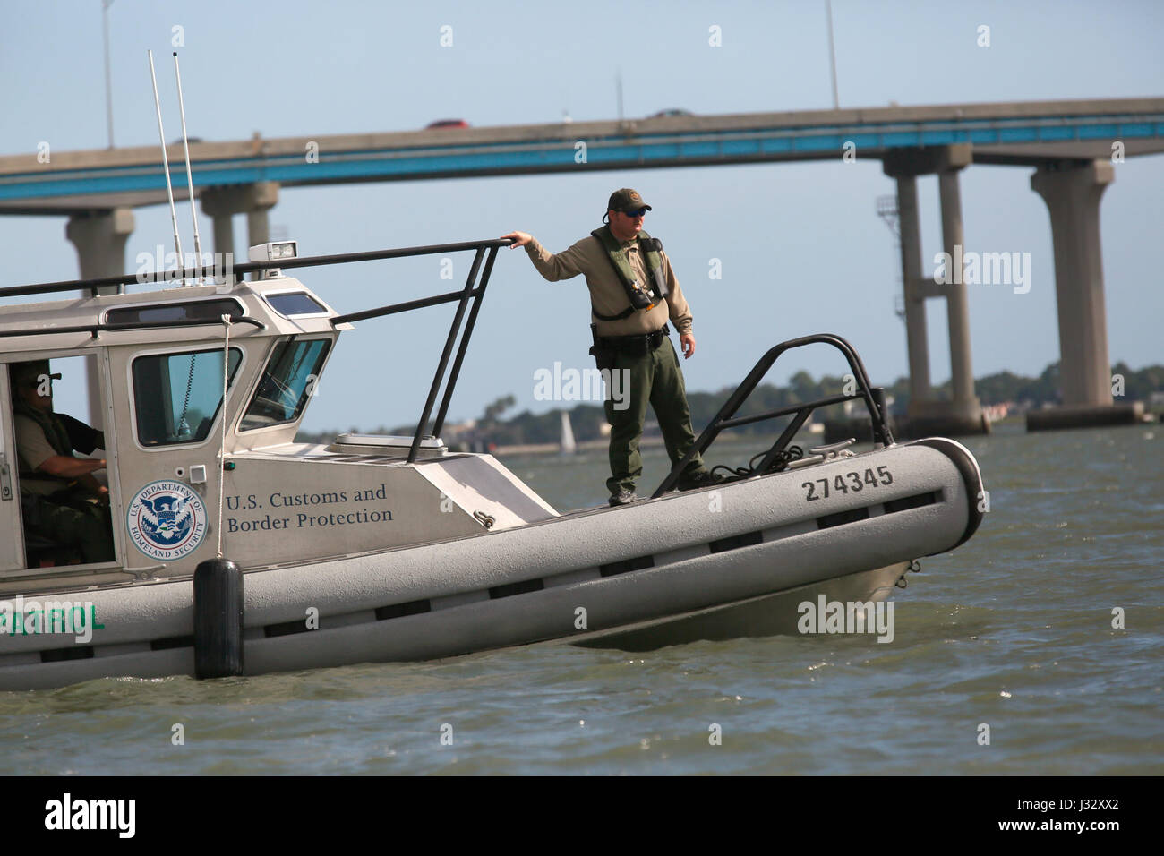 This image shows U.S. Border Protection agents undergoing basic boat ...