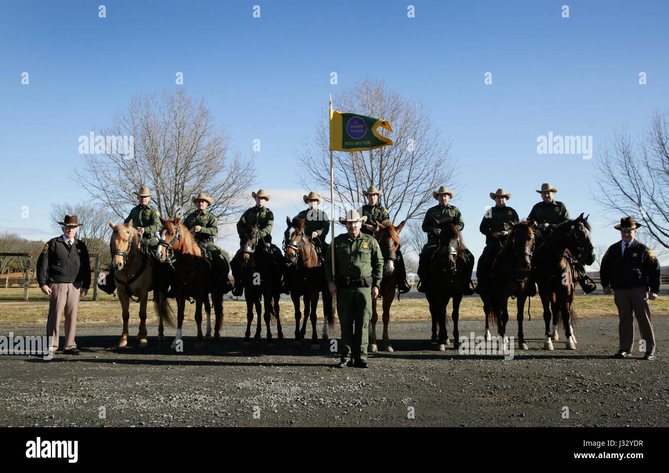 Members of the U.S. Border Patrol Horse Patrol Unit pose for a group