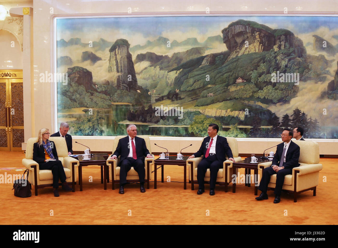 On March 19, 2017, U.S. Secretary of State Rex Tillerson met with President Xi Jinping of China in Beijing. The meeting focused on U.S.-China relations and key global issues. Stock Photo