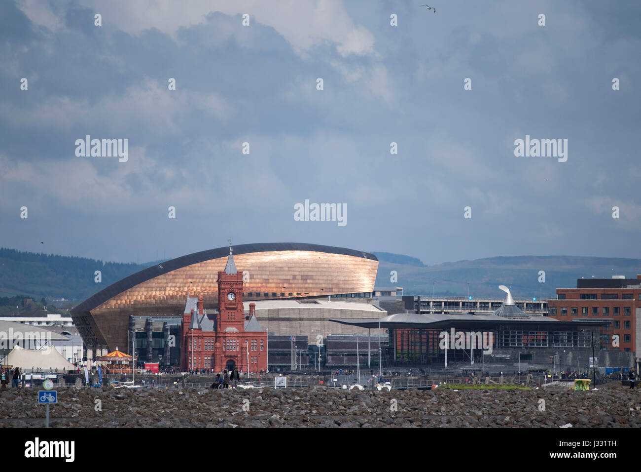 Red Building Cardiff The red brick Pierhead building, Senedd and Wales Millennium Centre ...