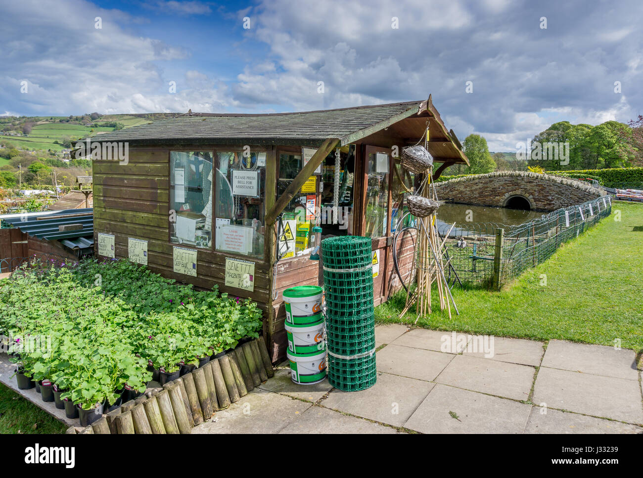 Garden Centre office at Brooklands Nursery, Scholes, Holmfirth, UK