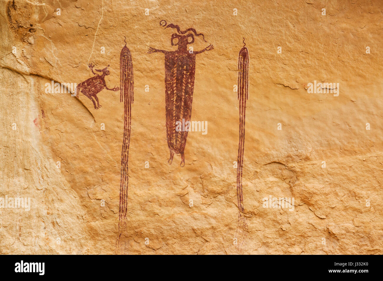 head of sinbad pictograph panel in emery county near green river, utah Stock Photo
