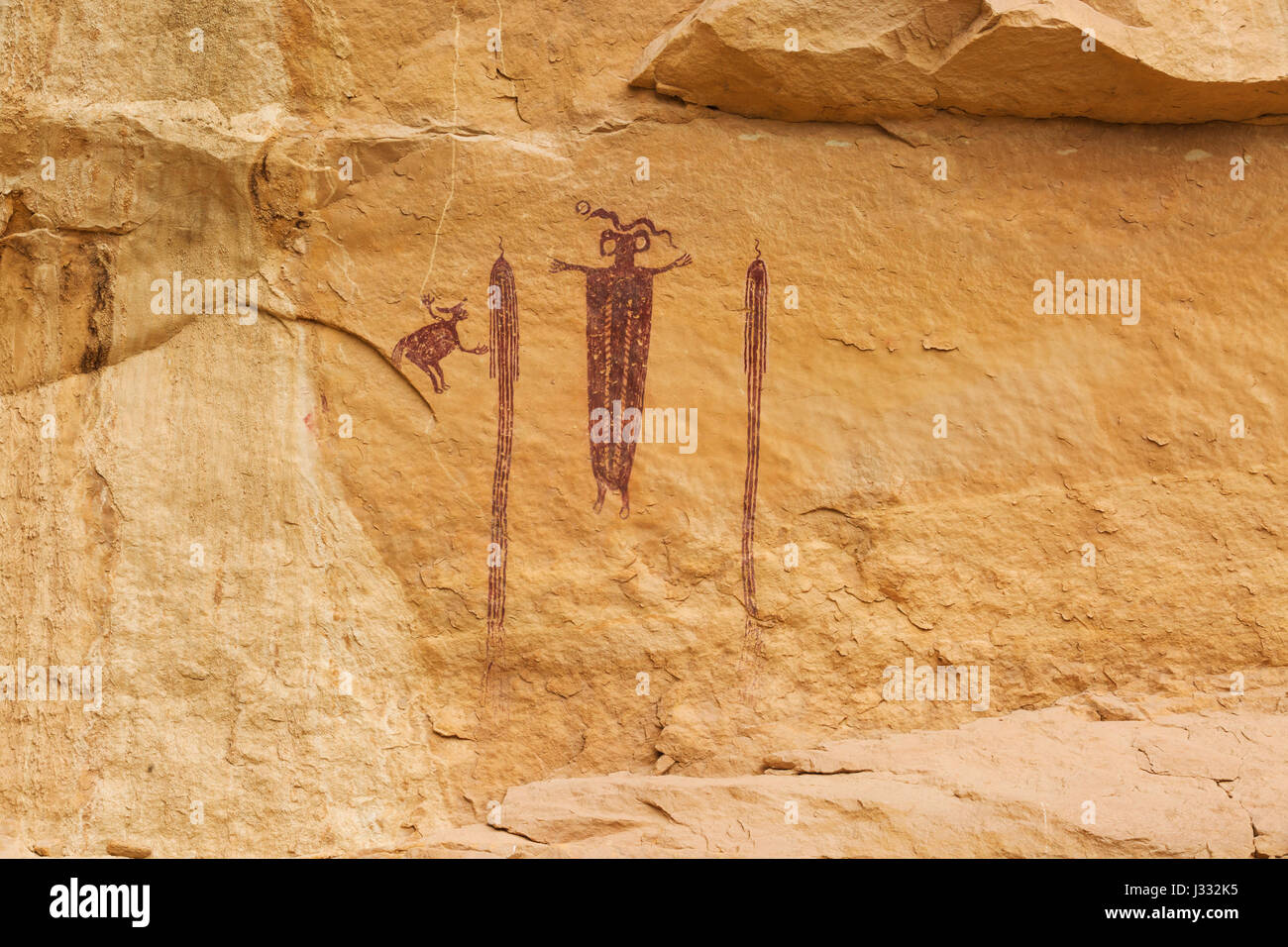 head of sinbad pictograph panel in emery county near green river, utah Stock Photo