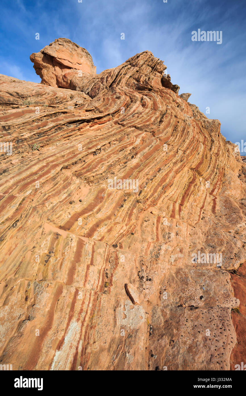 striped sandstone slickrock in the harris wash basin near escalante, utah Stock Photo