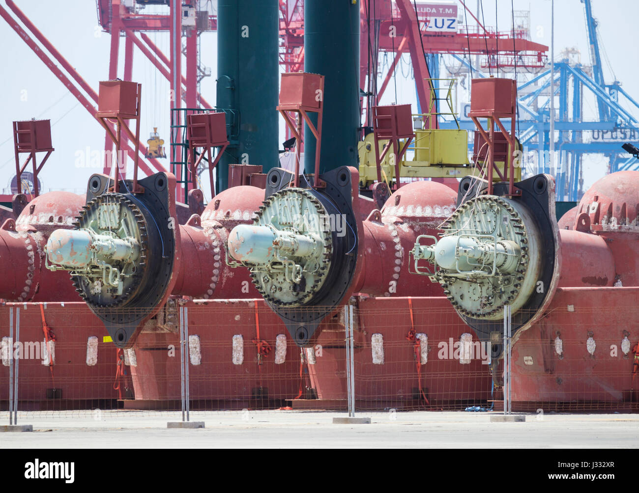 Oil Rig Thrusters Oil rig thrusters removed from mothballed rigs and stored on dry land ...
