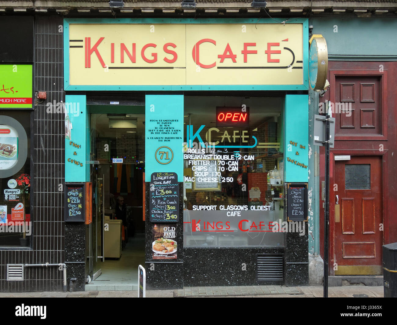 Kings Cafe Glasgow  strong claims to be Glasgow's oldest cafe Stock Photo