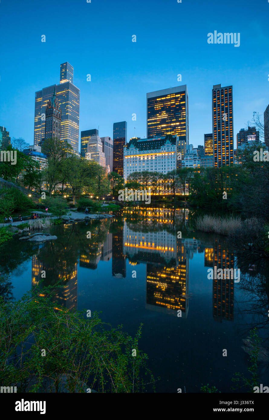 View to Manhattan from Central park at night, New York Stock Photo