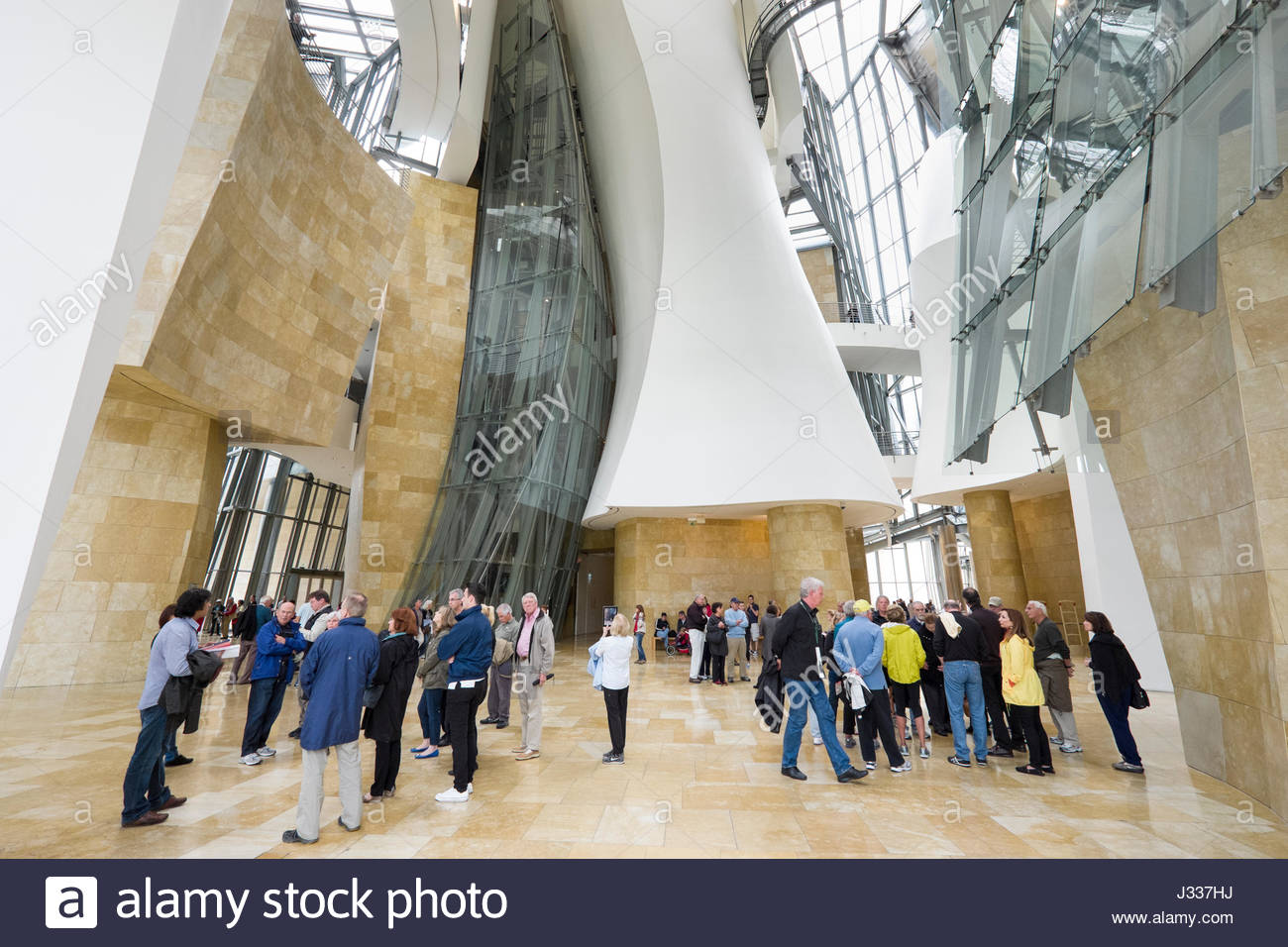 Groups Of People Inside The Central Atrium Of The Guggenheim