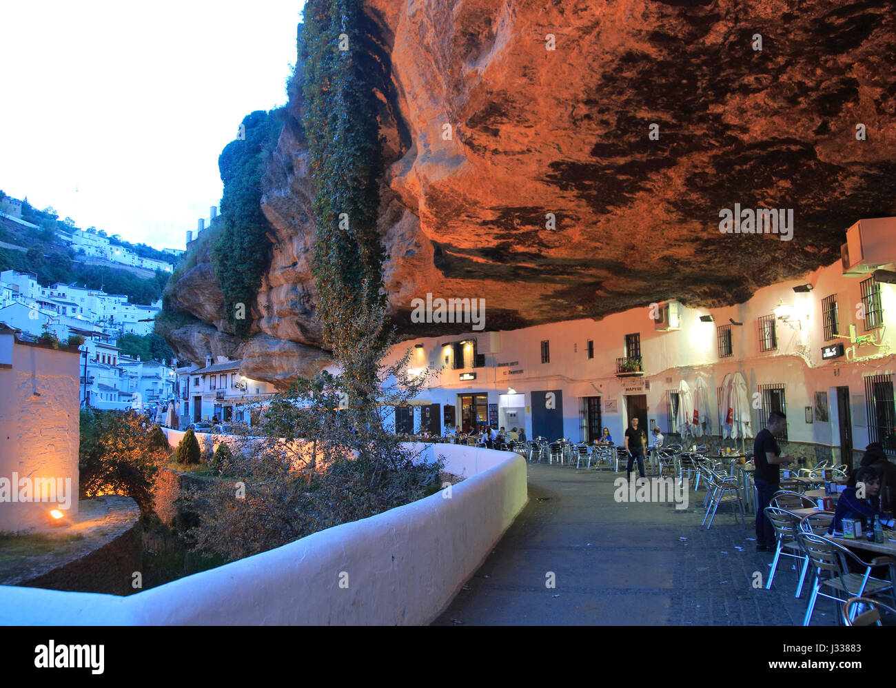 Cafes under rock cave overhang, Setenil de las Bodegas, Cadiz province