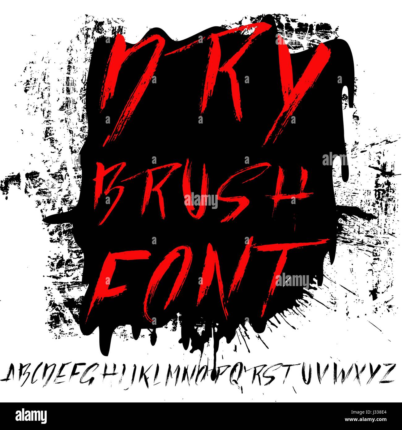 Hand drawn dry brush font. Modern brush lettering. Grunge style ...