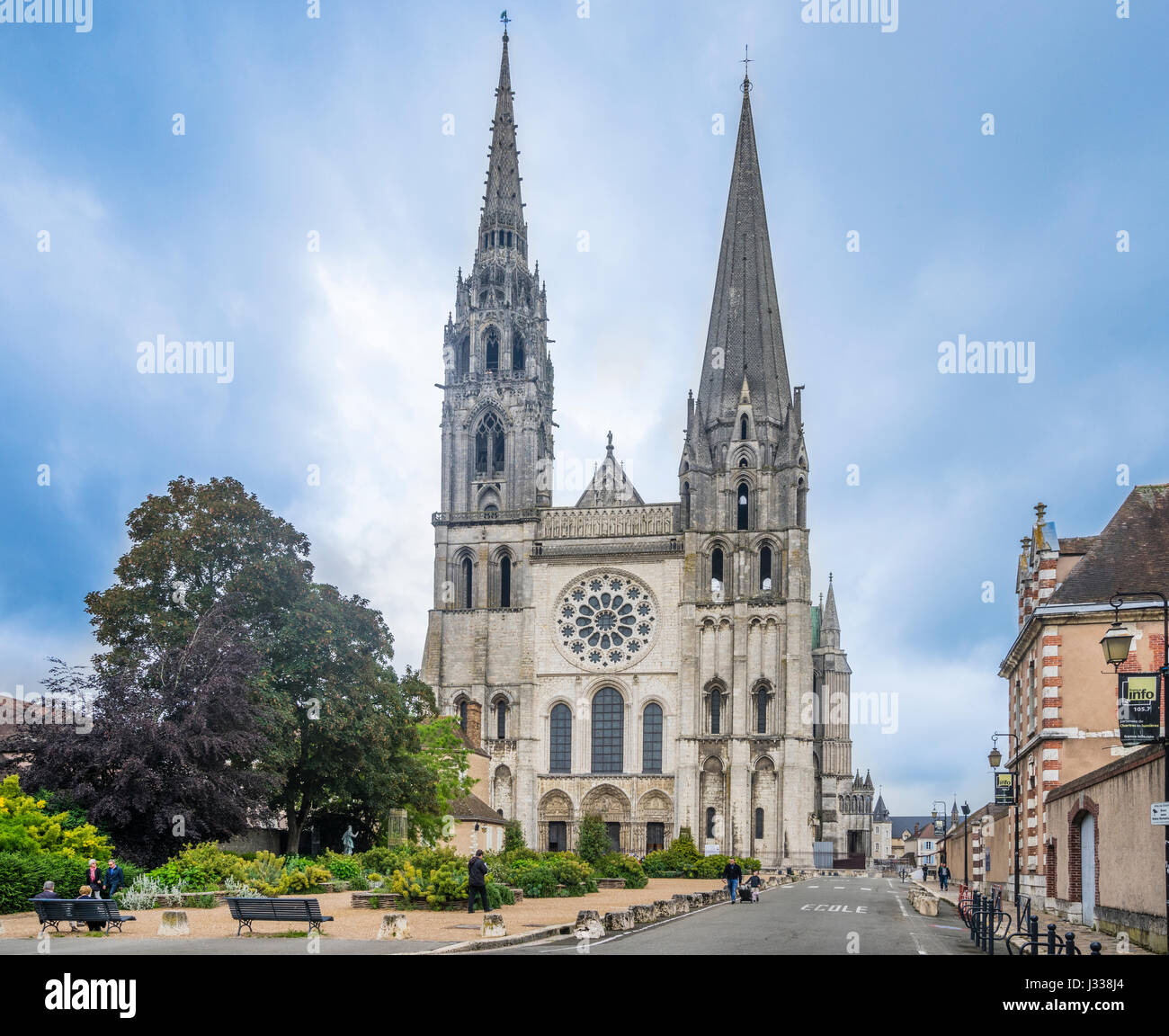 France, Centre-Val de Loire, Chartres, West facade, Portail Royale of Chartres Cathedral Stock Photo