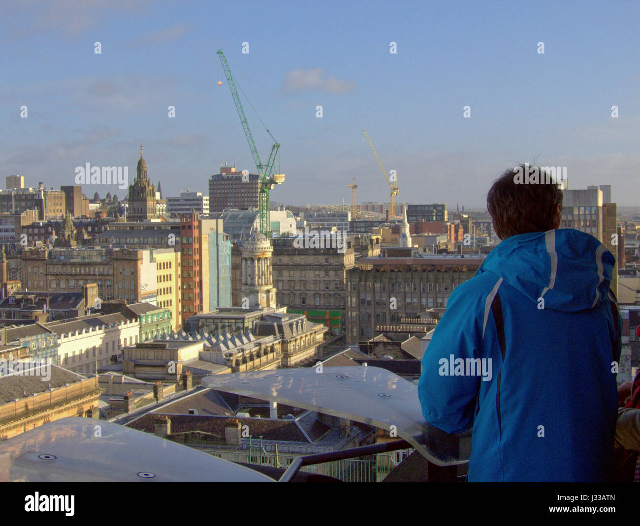 panoramic aerial view of Glasgow city centre from the lighthouse tower Stock Photo