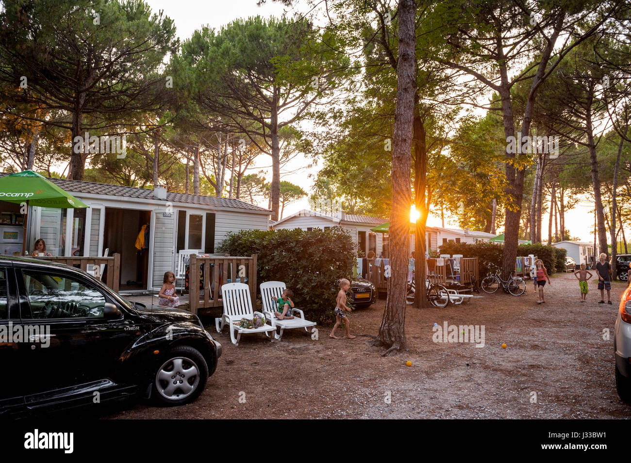 Camping site in the evening, Marina di Venezia, Punta Sabbioni, Venice,  Italy, Europe Stock Photo - Alamy