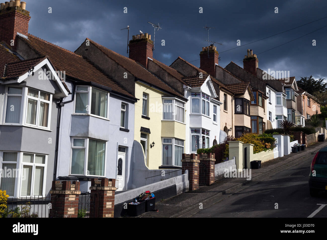 Britain's housing market depression, despair, economic, economy, estate, falling, fear, finance, finances, foreclose, foreclosure, fragile, fragility, Stock Photo