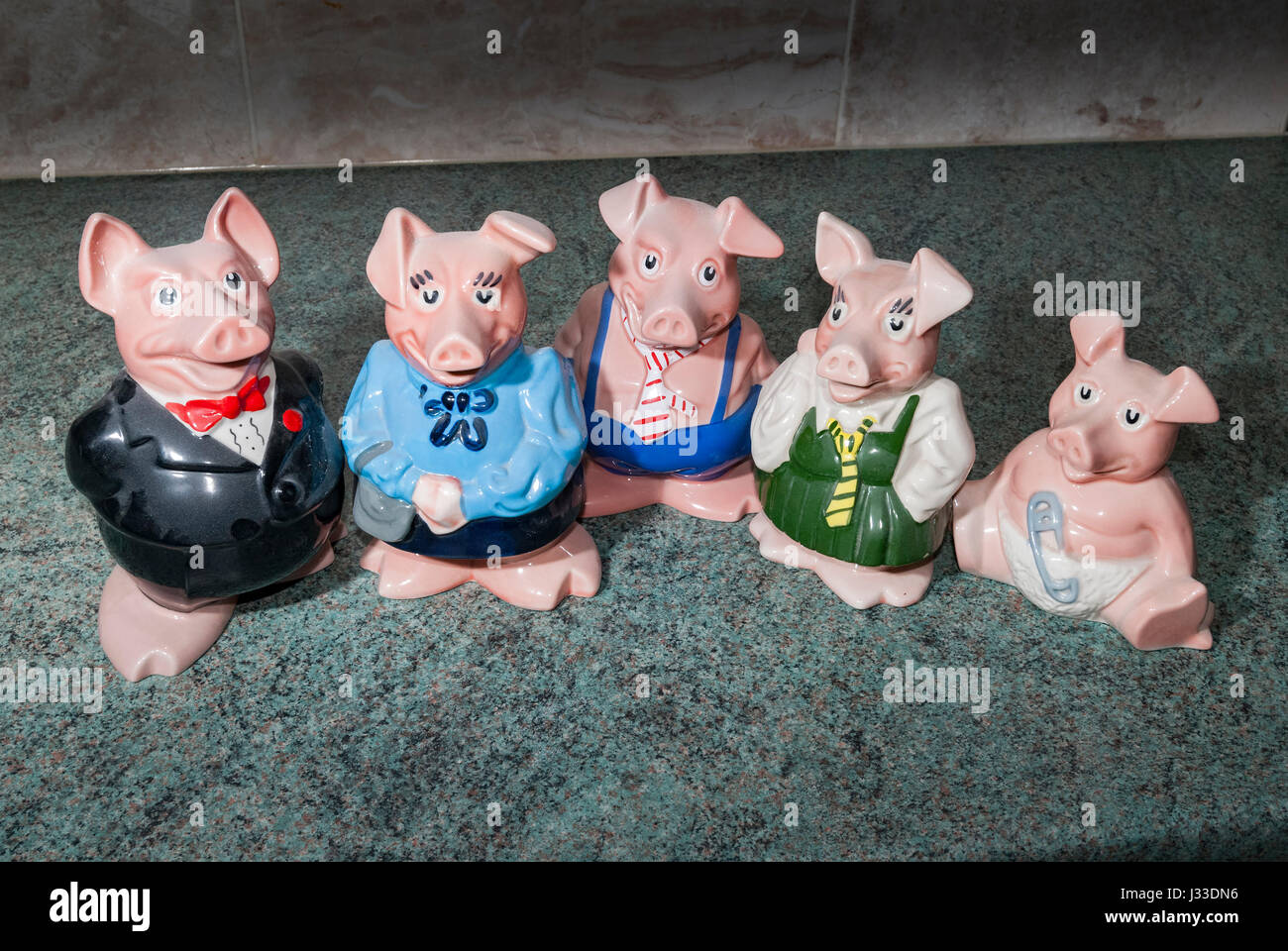 Wade porcelain Piggy bank family. Stock Photo