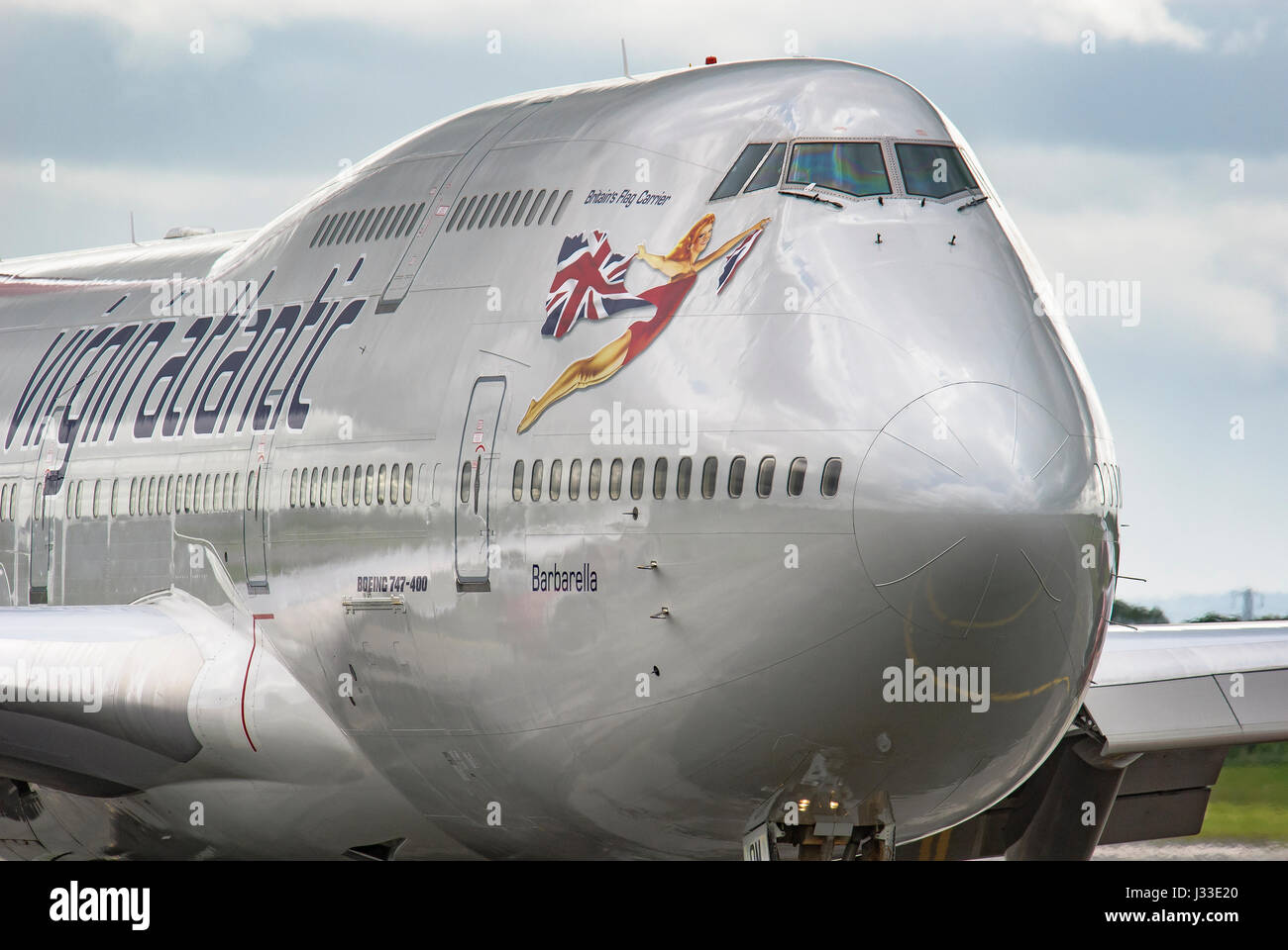 Virgin Atlantic Jumbojet Barbarella. Stock Photo