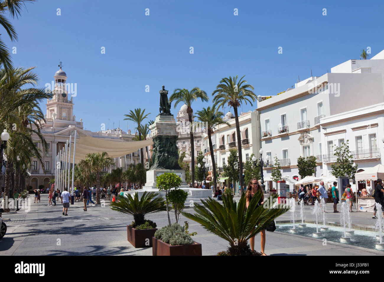 La Plaza de San Juan de Dios, square in the historical town of Cadiz, Cadiz Province, Andalusia, Spain, Europe Stock Photo