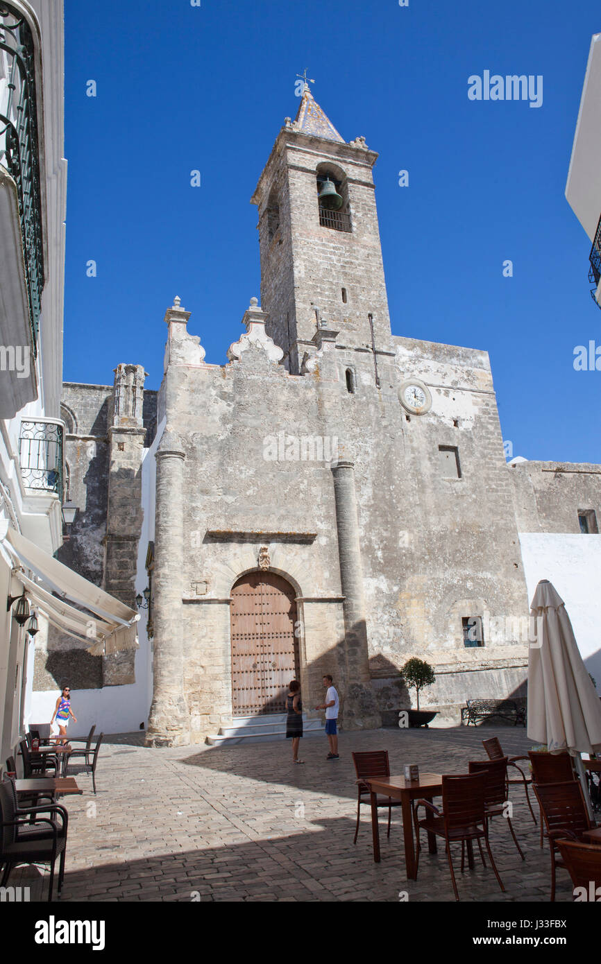 Church in the historical town of Vejer de la Frontera, Costa de la Luz, Cadiz Province, Andalusia, Spain, Europe Stock Photo
