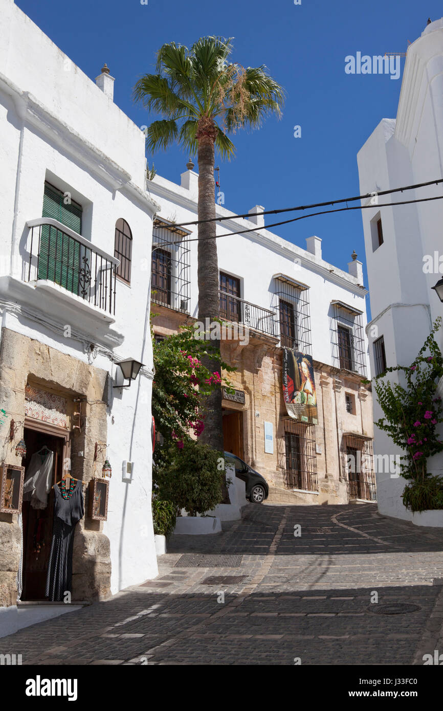 White village in the historical town of Vejer de la Frontera, Costa de la Luz, Cadiz Province, Andalusia, Spain, Europe Stock Photo
