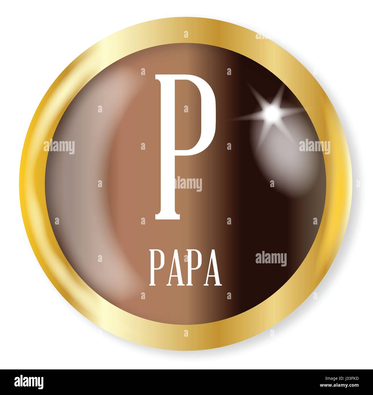 P For Papa Button From The Nato Phonetic Alphabet With A Gold Metal Stock Vector Image Art Alamy