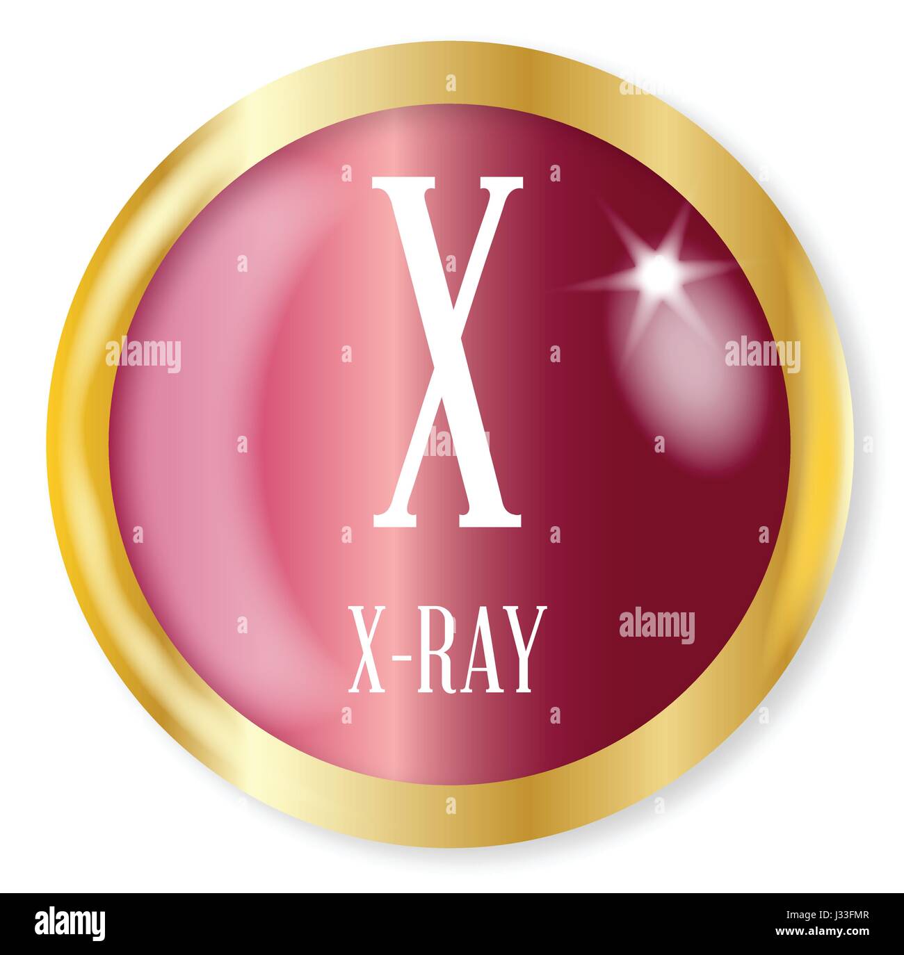 X For X Ray Button From The Nato Phonetic Alphabet With A Gold Metal Stock Vector Image Art Alamy